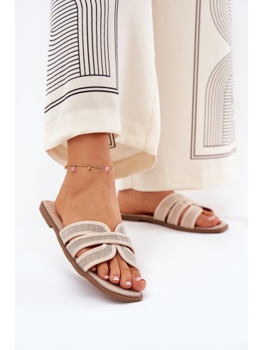 Classic Women's Flat Sandals Beige Scazze