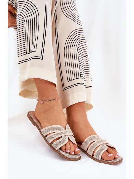 Classic Women's Flat Sandals Beige Scazze