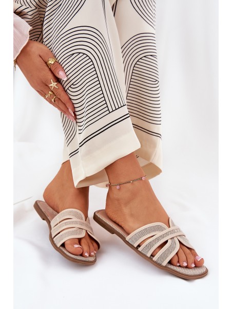Classic Women's Flat Sandals Beige Scazze