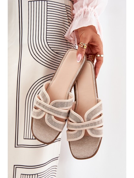 Classic Women's Flat Sandals Beige Scazze