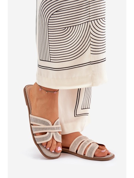 Classic Women's Flat Sandals Beige Scazze