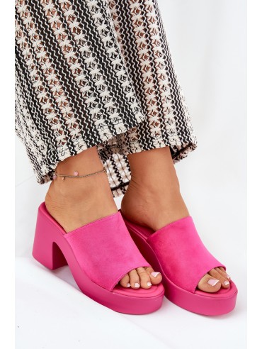 Women's Heeled And Platform Slippers Fuchsia Omeisa