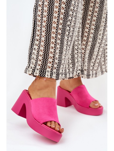 Women's Heeled And Platform Slippers Fuchsia Omeisa