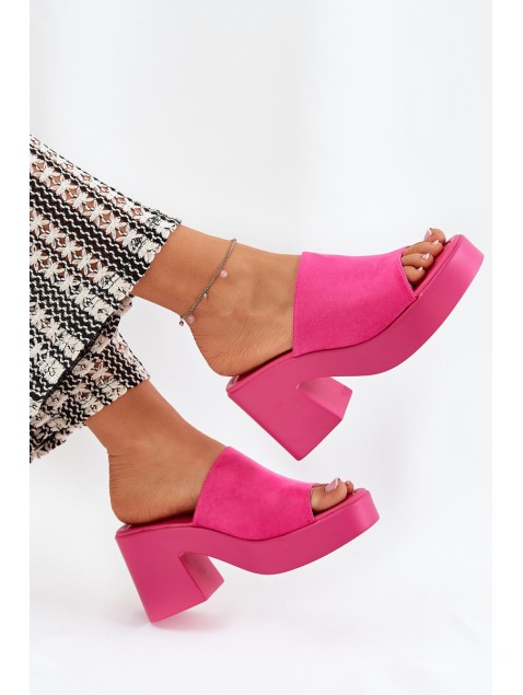 Women's Heeled And Platform Slippers Fuchsia Omeisa