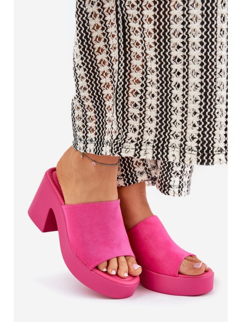 Women's Heeled And Platform Slippers Fuchsia Omeisa