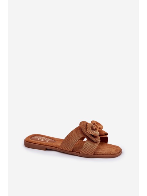 Flat Women's Sliders With Bow Camel Tobin