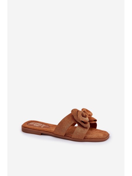 Flat Women's Sliders With Bow Camel Tobin