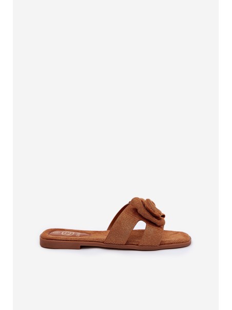 Flat Women's Sliders With Bow Camel Tobin