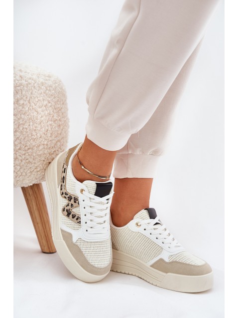 Ladies Sports Shoes On Platform Leopard Beige Lorori