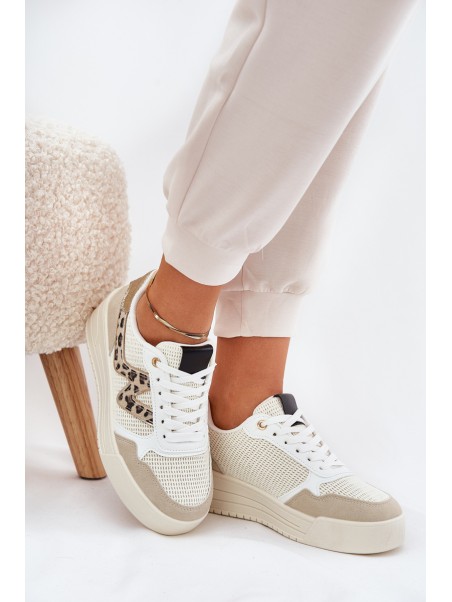 Ladies Sports Shoes On Platform Leopard Beige Lorori