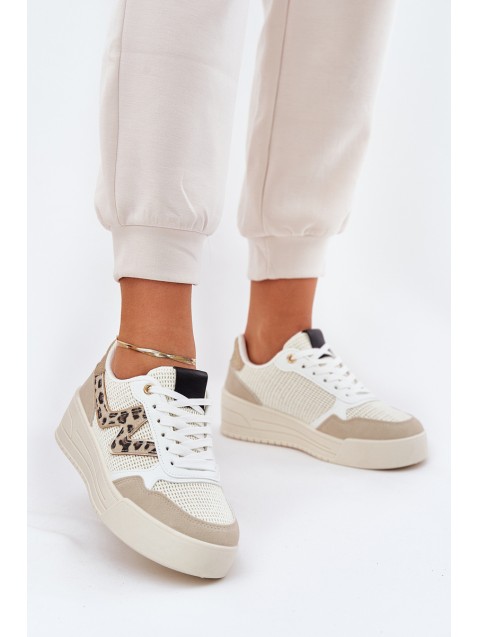 Ladies Sports Shoes On Platform Leopard Beige Lorori