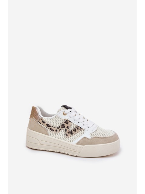 Ladies Sports Shoes On Platform Leopard Beige Lorori