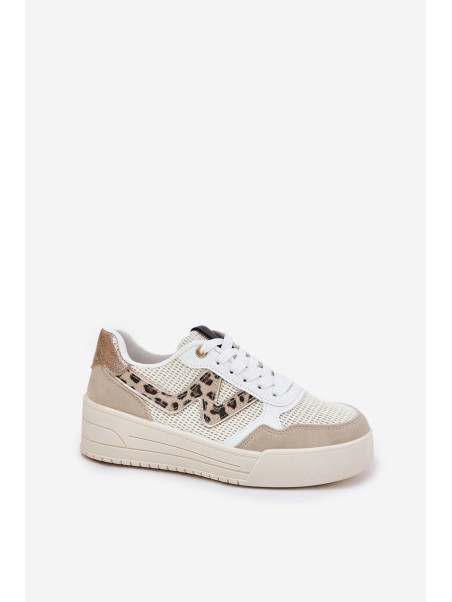 Ladies Sports Shoes On Platform Leopard Beige Lorori