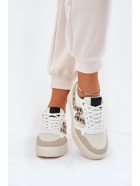 Ladies Sports Shoes On Platform Leopard Beige Lorori
