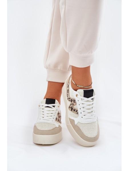 Ladies Sports Shoes On Platform Leopard Beige Lorori