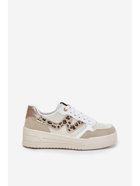 Ladies Sports Shoes On Platform Leopard Beige Lorori