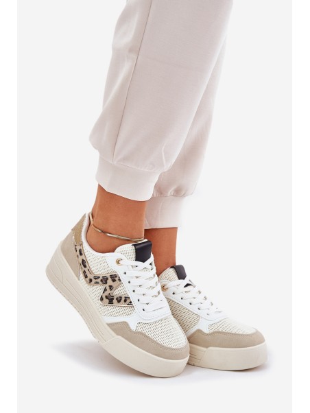 Ladies Sports Shoes On Platform Leopard Beige Lorori