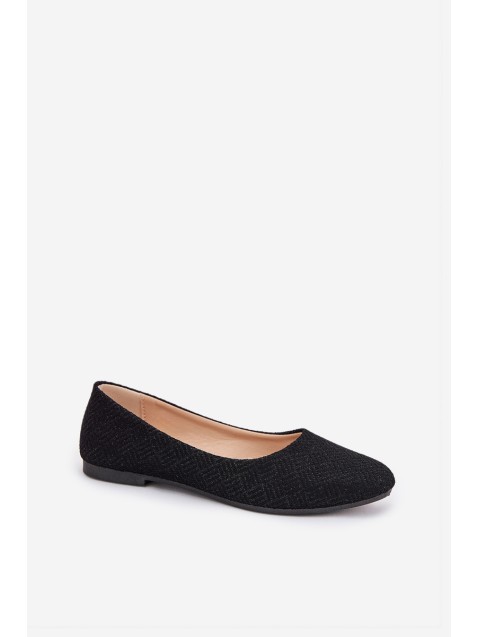 Women's Flat Ballet Shoes With Glitter Black Tatorelis