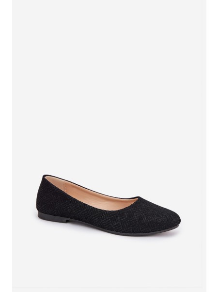 Women's Flat Ballet Shoes With Glitter Black Tatorelis