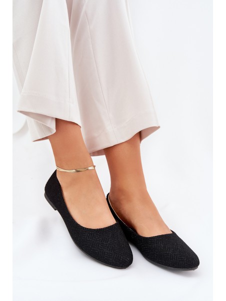 Women's Flat Ballet Shoes With Glitter Black Tatorelis
