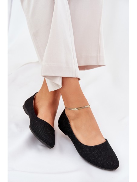 Women's Flat Ballet Shoes With Glitter Black Tatorelis