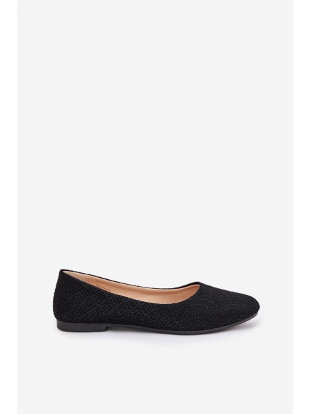 Women's Flat Ballet Shoes With Glitter Black Tatorelis