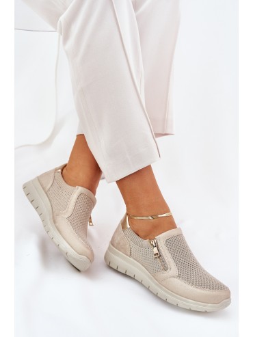 Women's Platform Slip-Ons With Zipper Gold Leanae