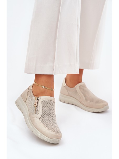 Women's Platform Slip-Ons With Zipper Gold Leanae