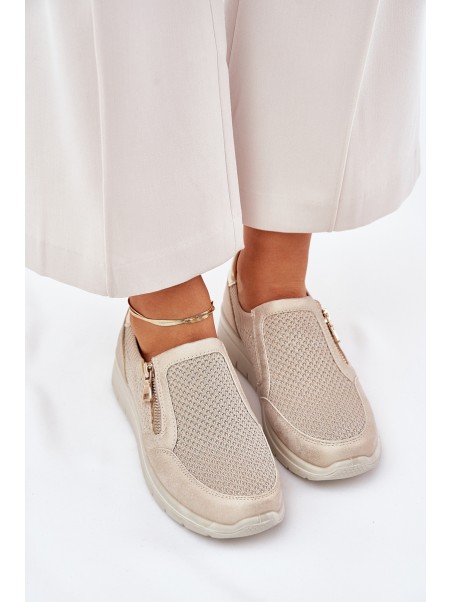 Women's Platform Slip-Ons With Zipper Gold Leanae