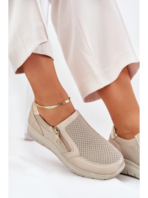 Women's Platform Slip-Ons With Zipper Gold Leanae