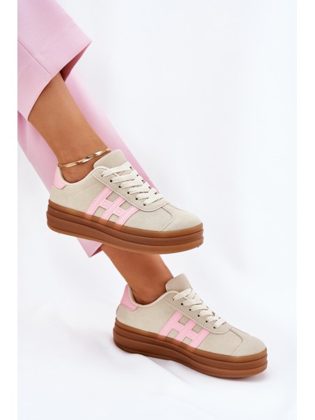 Womens Sneakers On Platform Beige Syliyana