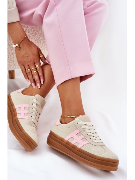Womens Sneakers On Platform Beige Syliyana