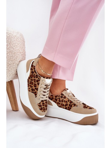 Women Sneakers On Massive Platform Leopard Beige Tamorniel