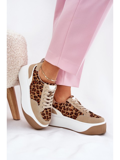 Women Sneakers On Massive Platform Leopard Beige Tamorniel