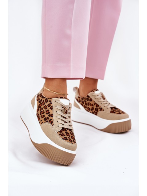 Women Sneakers On Massive Platform Leopard Beige Tamorniel