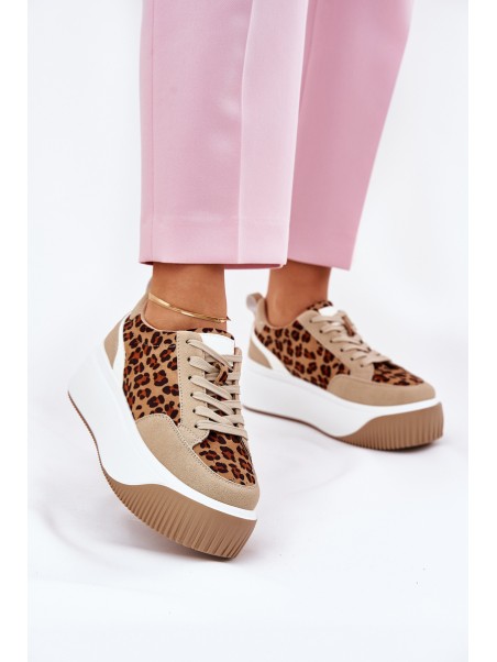 Women Sneakers On Massive Platform Leopard Beige Tamorniel