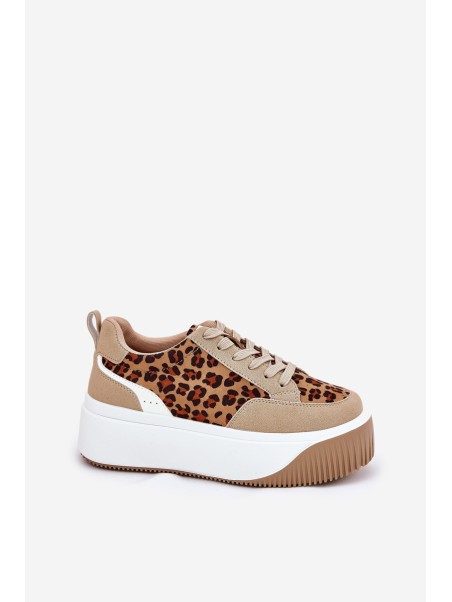 Women Sneakers On Massive Platform Leopard Beige Tamorniel