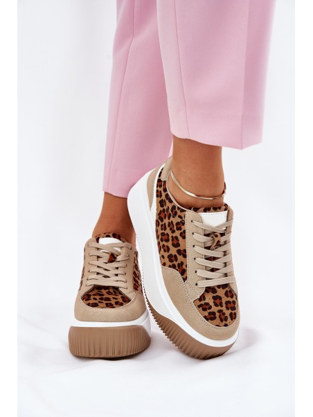 Women Sneakers On Massive Platform Leopard Beige Tamorniel