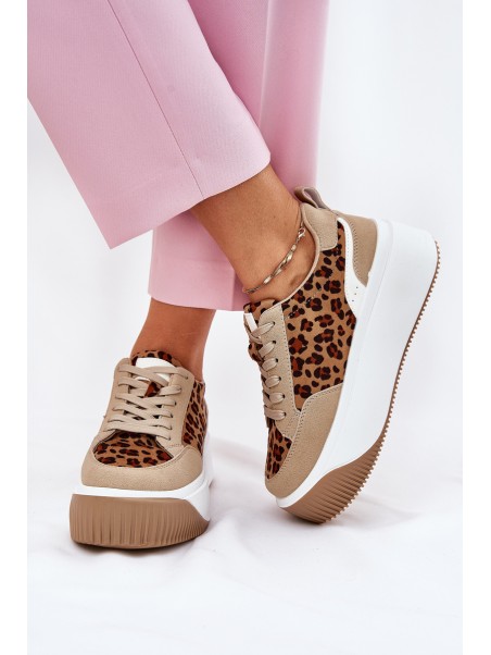 Women Sneakers On Massive Platform Leopard Beige Tamorniel
