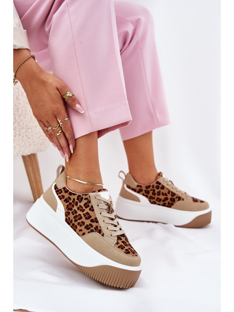 Women Sneakers On Massive Platform Leopard Beige Tamorniel