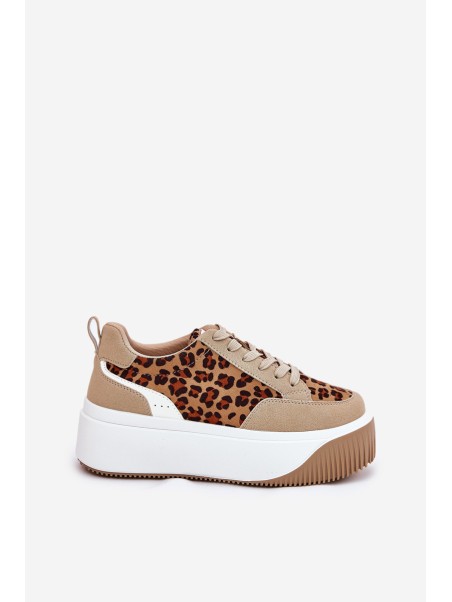 Women Sneakers On Massive Platform Leopard Beige Tamorniel