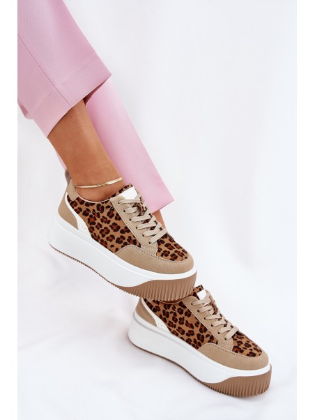 Women Sneakers On Massive Platform Leopard Beige Tamorniel