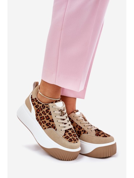 Women Sneakers On Massive Platform Leopard Beige Tamorniel