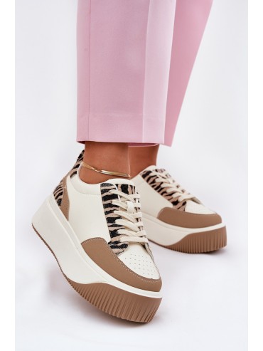 Women's Sneakers on Massive Platform Zebra Beige Tamorniel