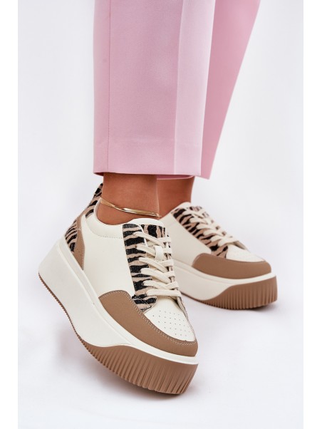 Women's Sneakers on Massive Platform Zebra Beige Tamorniel