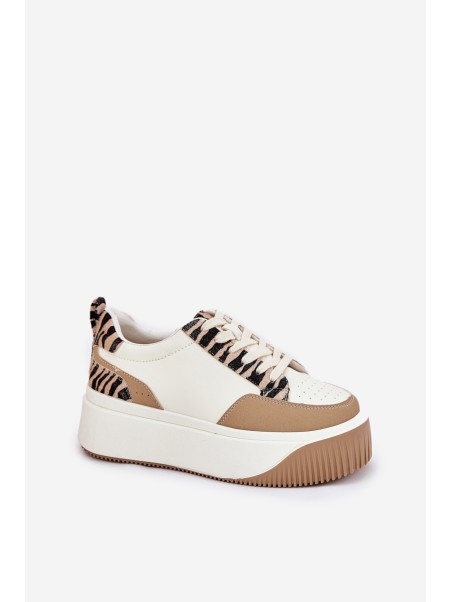Women's Sneakers on Massive Platform Zebra Beige Tamorniel