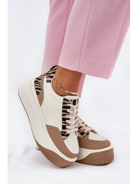 Women's Sneakers on Massive Platform Zebra Beige Tamorniel