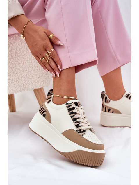 Women's Sneakers on Massive Platform Zebra Beige Tamorniel
