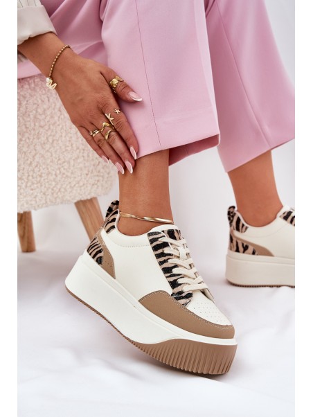 Women's Sneakers on Massive Platform Zebra Beige Tamorniel