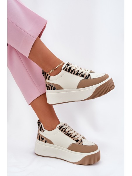 Women's Sneakers on Massive Platform Zebra Beige Tamorniel